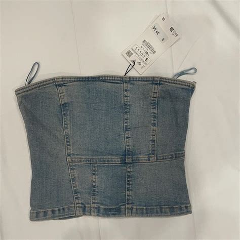 zara denim tube top.